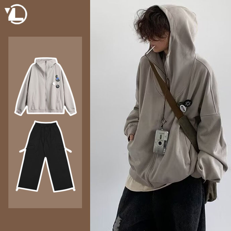 Street Fashion In Japanese - Осенний повседневный комплект для колледжа, мужская