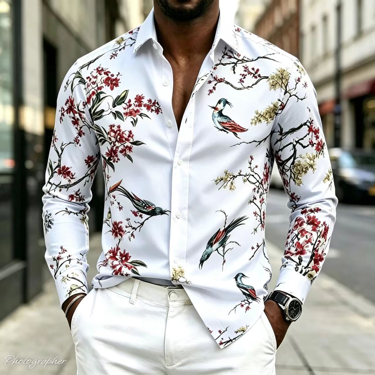 Street Fashion Shanghai - Новая мужская рубашка с воротником и