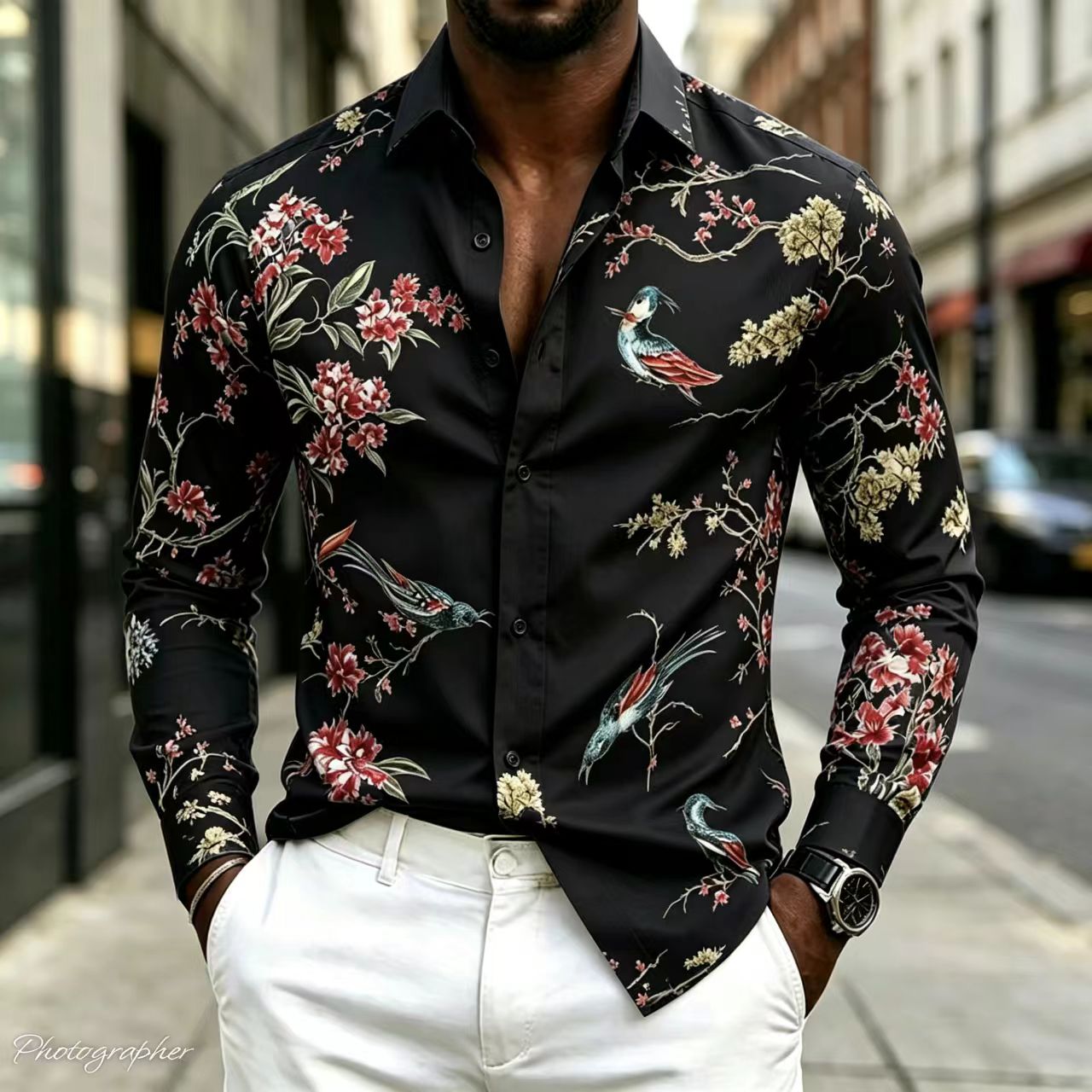 Новая мужская рубашка с воротн – обзор и цена Street Fashion Shanghai